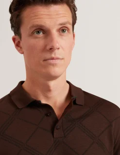 Argyle Knit Long Sleeve Polo Shirt