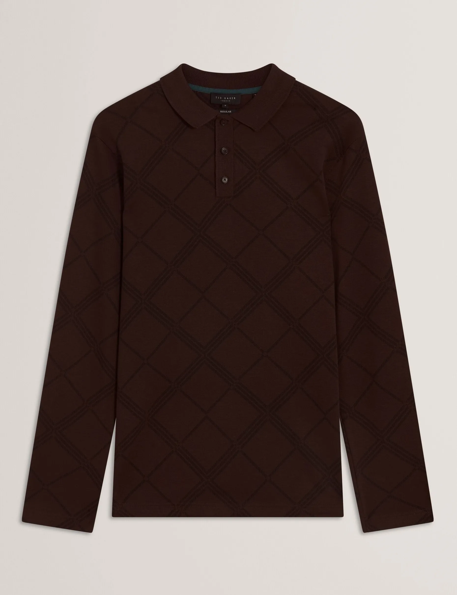 Argyle Knit Long Sleeve Polo Shirt