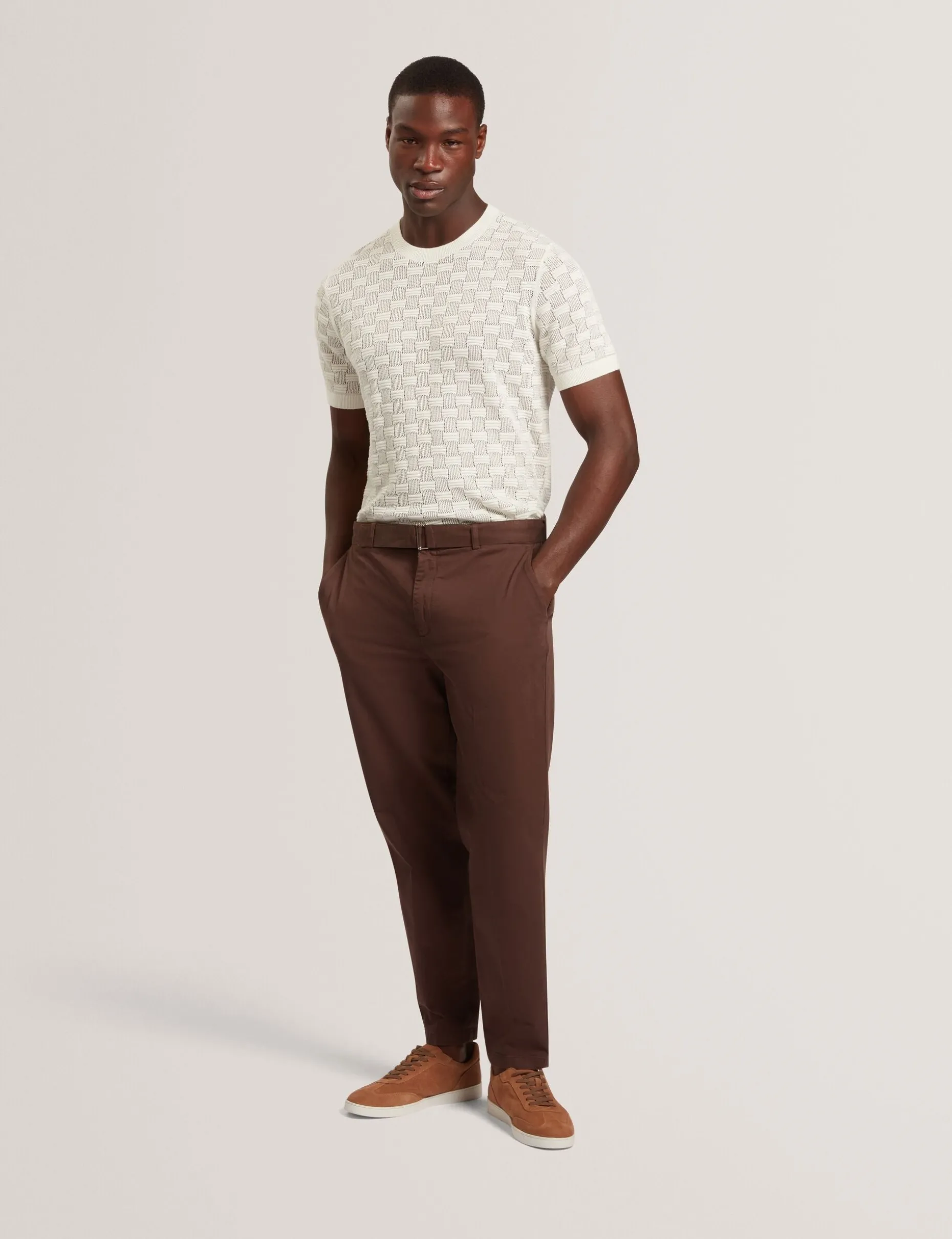 Basket Knit Wool Silk Blend T-Shirt