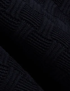 Basket Texture Silk Blend Long Sleeve Polo
