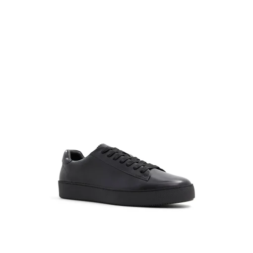 Black Leather Cup Sole Sneakers
