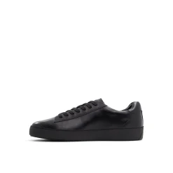 Black Leather Cup Sole Sneakers