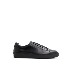 Black Leather Cup Sole Sneakers