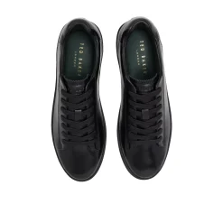 Black Leather Cup Sole Sneakers
