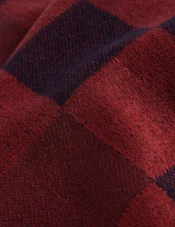 Block Check Scarf With Fringe Trim