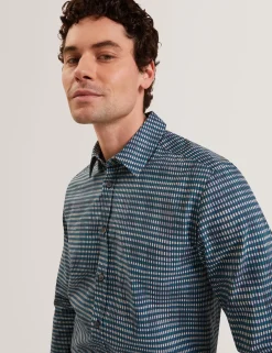 Blurred Check Cotton Long Sleeve Shirt