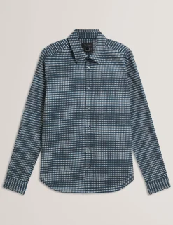 Blurred Check Cotton Long Sleeve Shirt