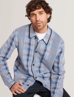 Blurred Check Knitted Cardigan Jacket