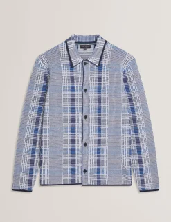 Blurred Check Knitted Cardigan Jacket
