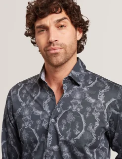Botanical Lace Cotton Stretch Shirt