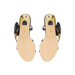 Bow Embellishment Satin Heeled Sandals