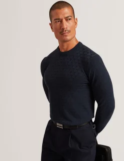Branded Texture Crew Neck Jumper
