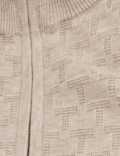 Branded Texture Zip Neck Jumper