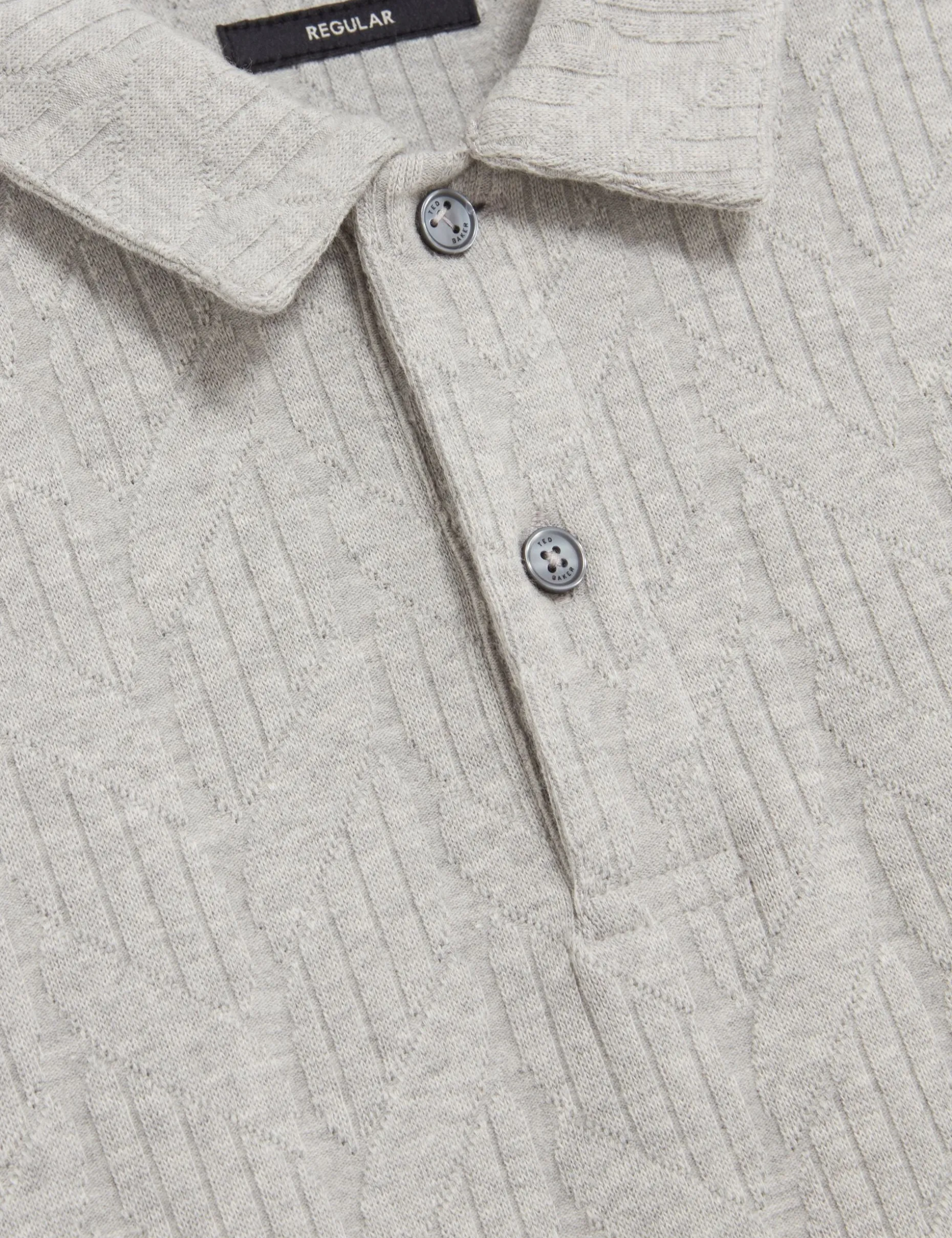 Cable Texture Cotton Blend Polo