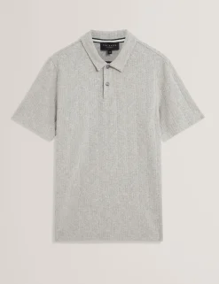 Cable Texture Cotton Blend Polo