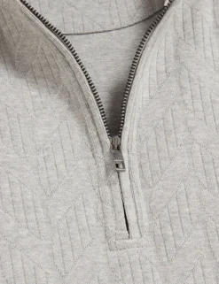 Cable Texture Zip-Neck Sweatshirt