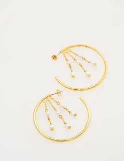 Cascade Hoop Pearl Earrings