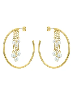 Cascade Hoop Pearl Earrings