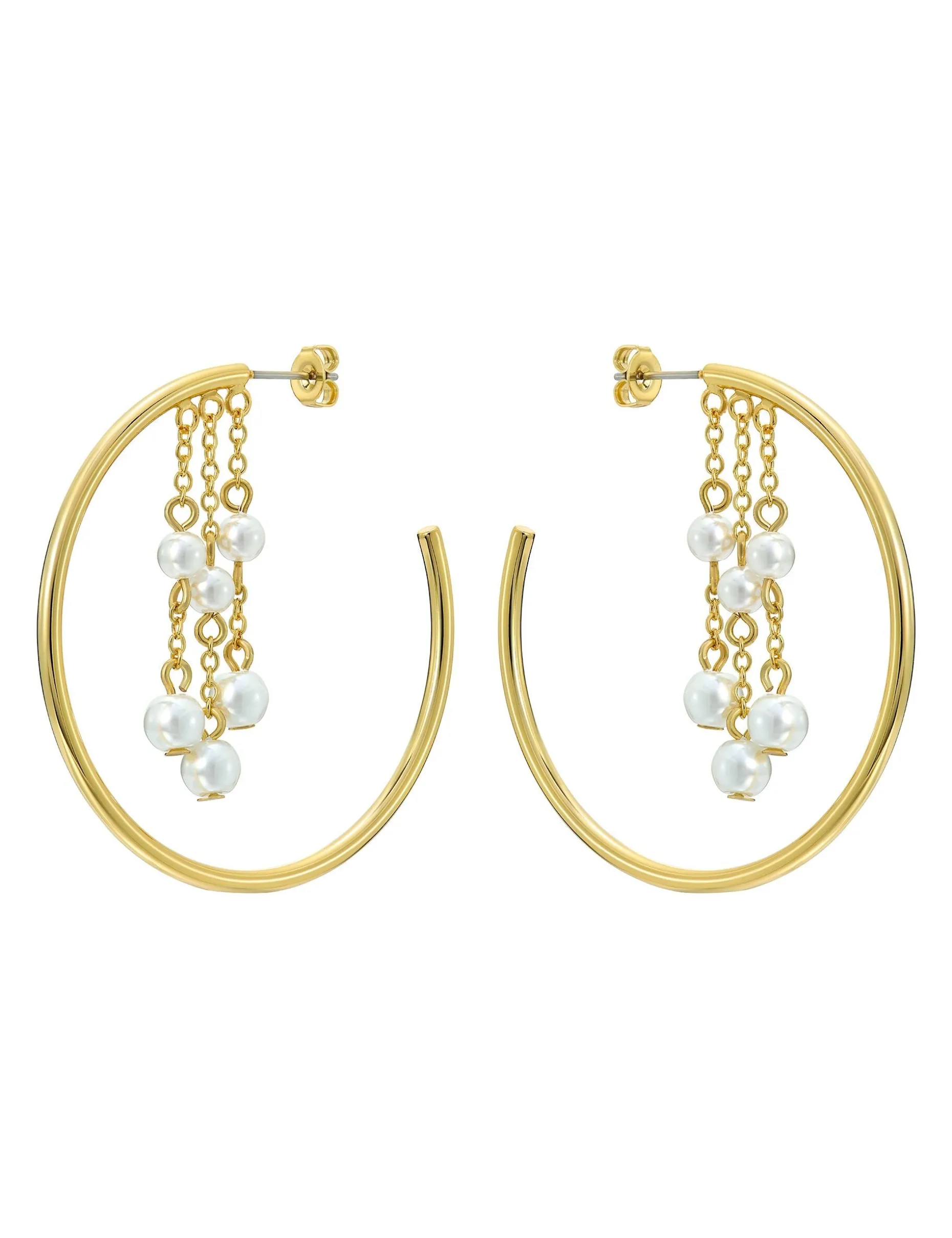 Cascade Hoop Pearl Earrings