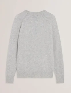 Cashmere Cable Detail Crew Neck Jumper