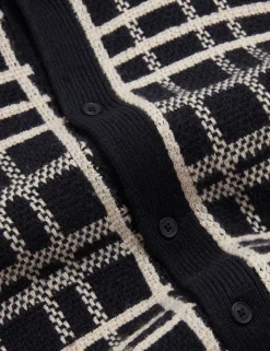 Check Print Button-Through Knit Polo