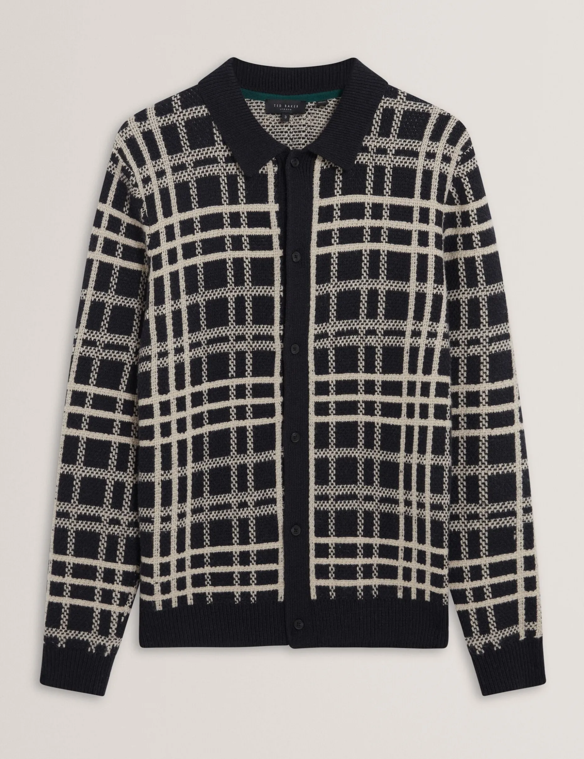 Check Print Button-Through Knit Polo