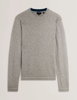 Chevron Texture Knit Crew Neck Sweater