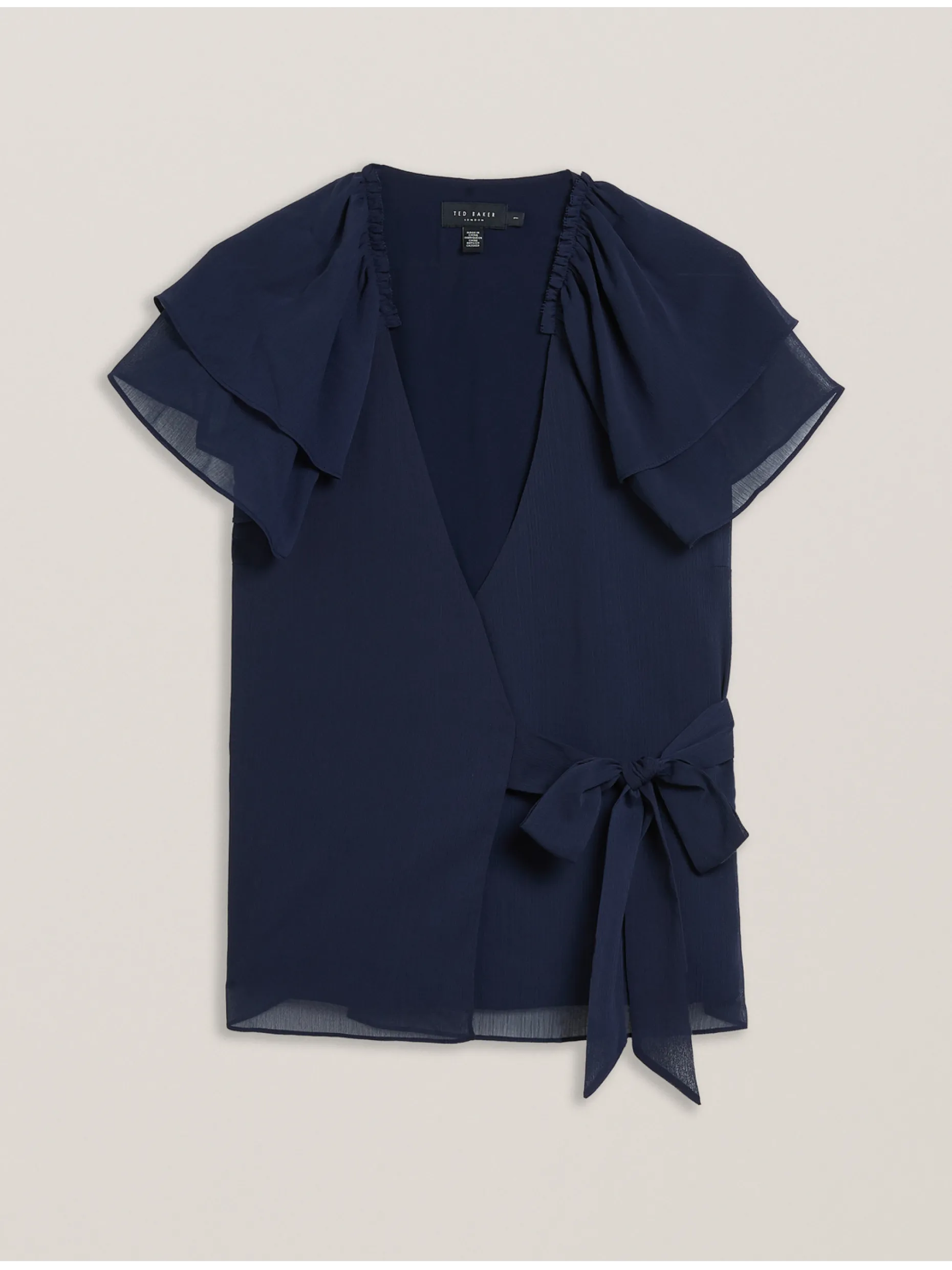 Chiffon Frill Short Sleeve Wrap Top