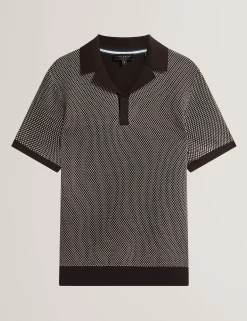 Contrast Stitch Knit Cotton Polo Shirt