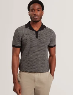 Contrast Stitch Knit Cotton Polo Shirt