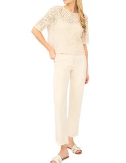 Crochet Knit Boxy Short Sleeve Top