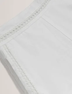 Crochet Trim High Waisted Linen Shorts