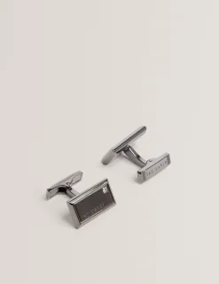 Crystal Detail Brushed Metal Cufflinks
