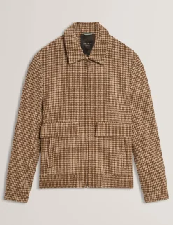 Dogtooth Check Wool Harrington Jacket