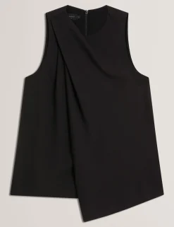 Draped Front Asymmetric Sleeveless Top