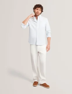 Embroidered Detail Relaxed Pinstripe Shirt