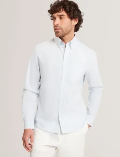 Embroidered Detail Relaxed Pinstripe Shirt