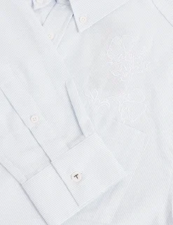 Embroidered Detail Relaxed Pinstripe Shirt