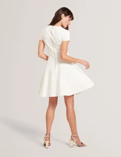 Embroidered Short Sleeve Mini Skater Dress