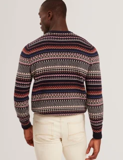 Fair Isle Crew Neck Wool Sweater