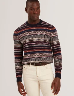 Fair Isle Crew Neck Wool Sweater