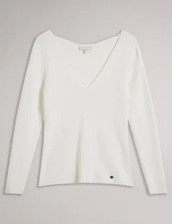 Fitted V-Neck Long Sleeve Knit Top