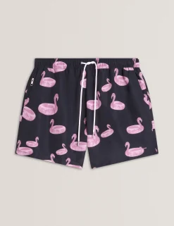 Flamingo Print Drawstring Swim Shorts