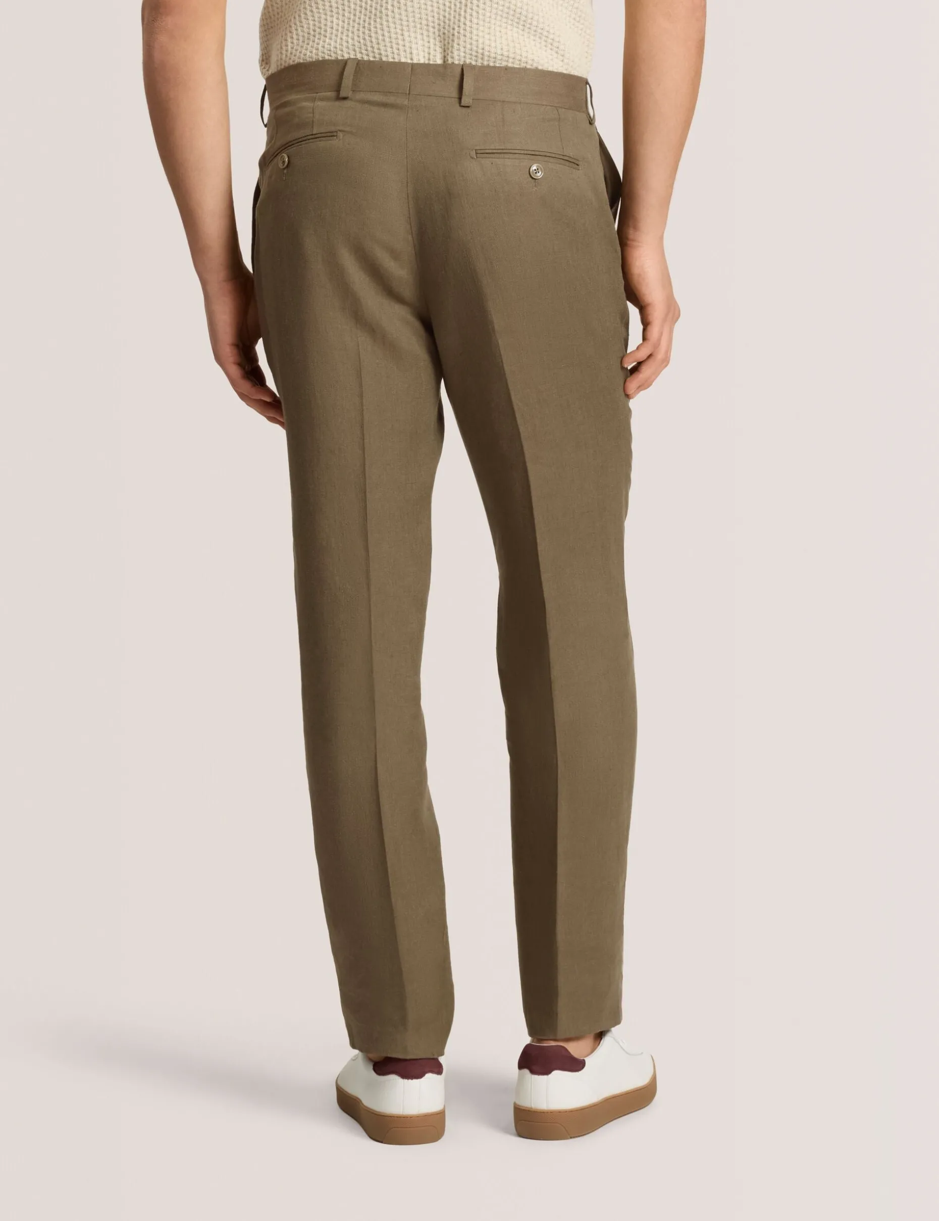 Flat Front Linen Suit Pant
