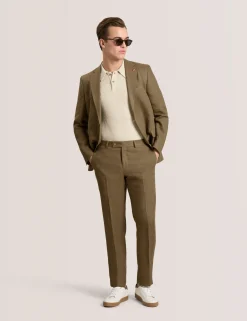 Flat Front Linen Suit Pant