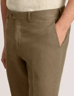 Flat Front Linen Suit Pant