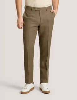 Flat Front Linen Suit Pant