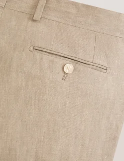 Flat Front Linen Suit Pant