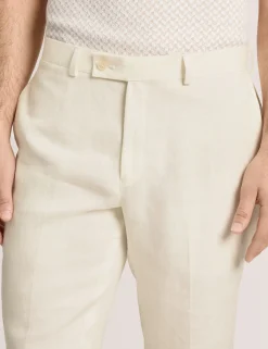 Flat Front Linen Suit Pant