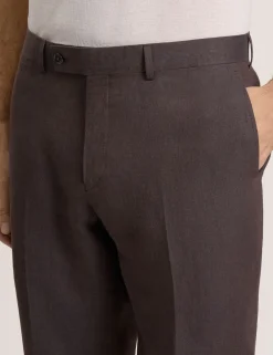 Flat Front Linen Suit Pant